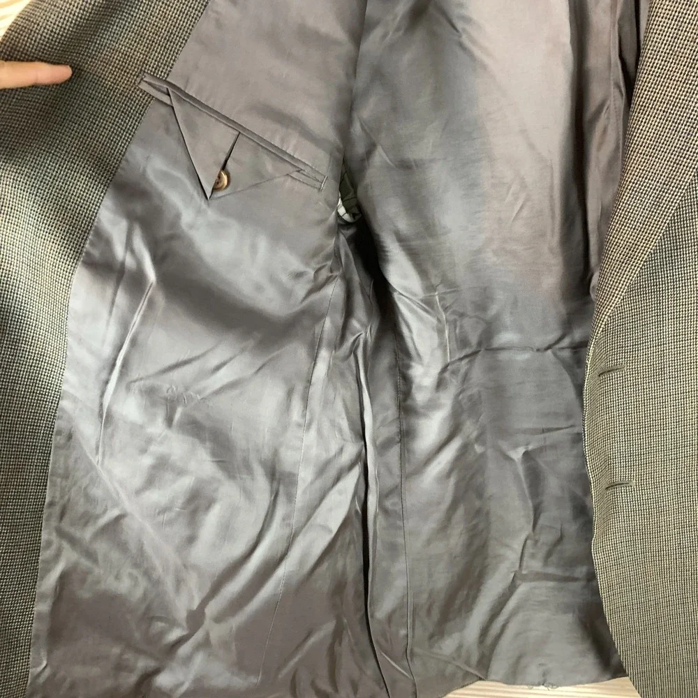 Lauren Ralph Lauren Wool Blazer‎ Sport Coat 44R Brown Mini Houndstooth Academia